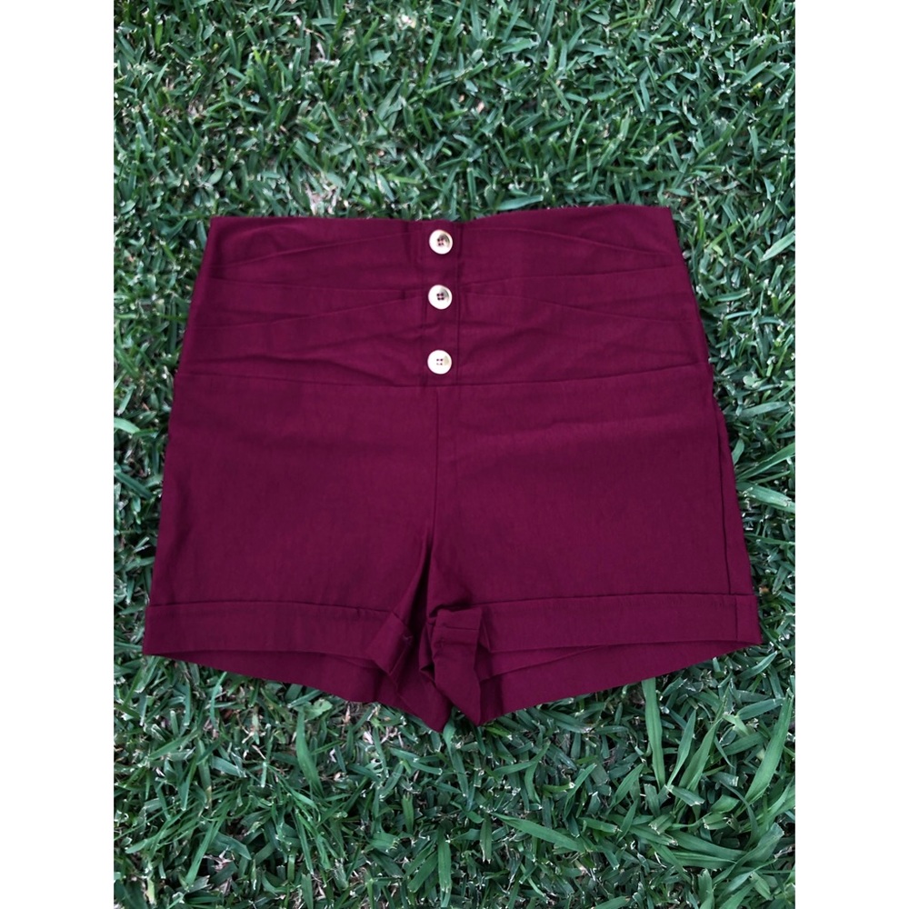 Charlotte Russe Burgundy High Waisted Shorts